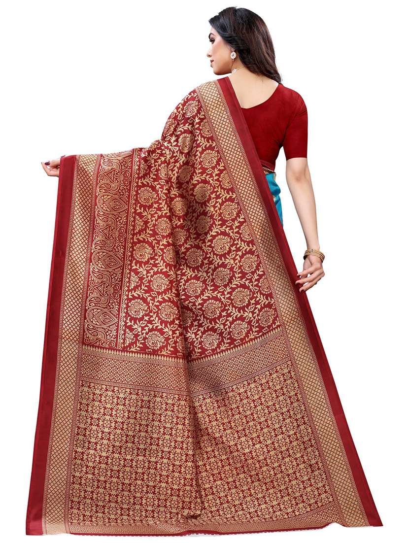 women's self design turquoise colored saree with blouse - 19423827 -  Standard Image - 1