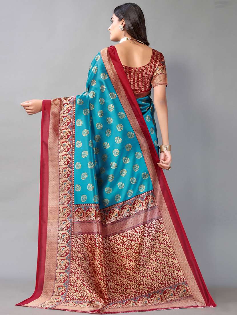 women's self design blue colored saree with blouse - 19423863 -  Standard Image - 1