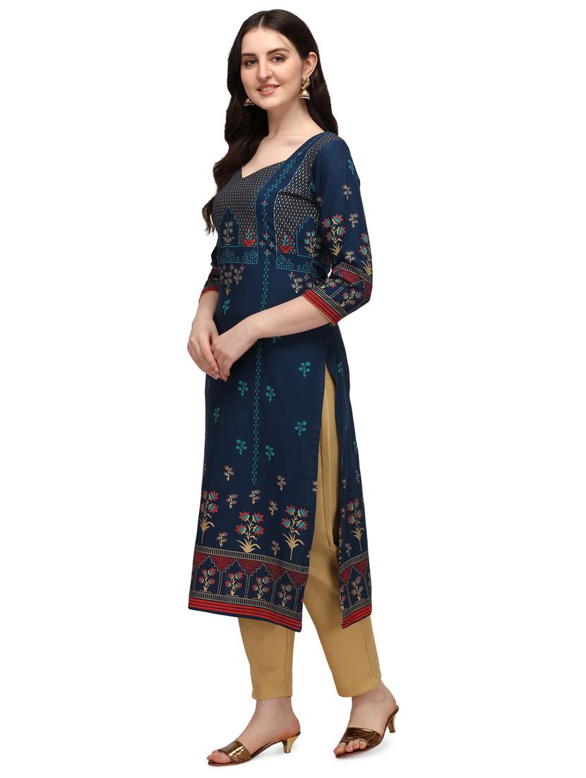 printed viscose straight kurta - 19427627 - Standard Image - 1