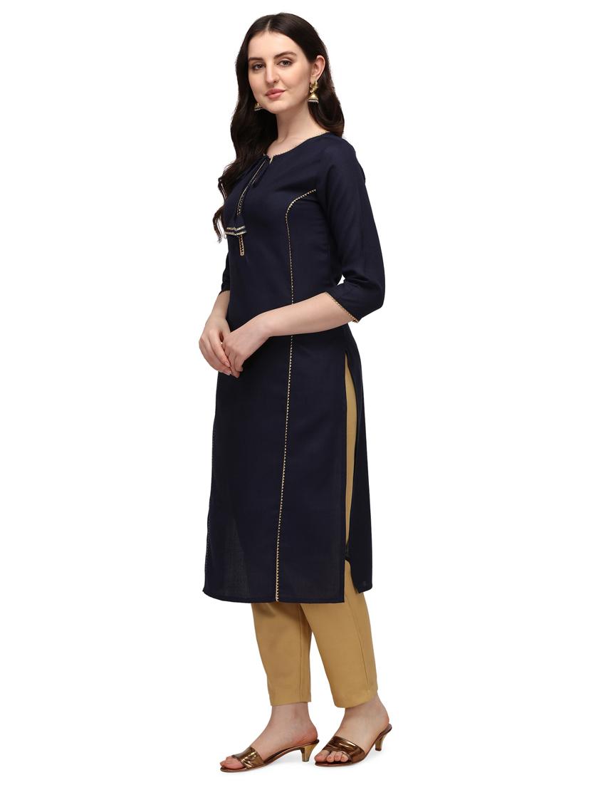 solid viscose straight kurta - 19427628 - Standard Image - 1