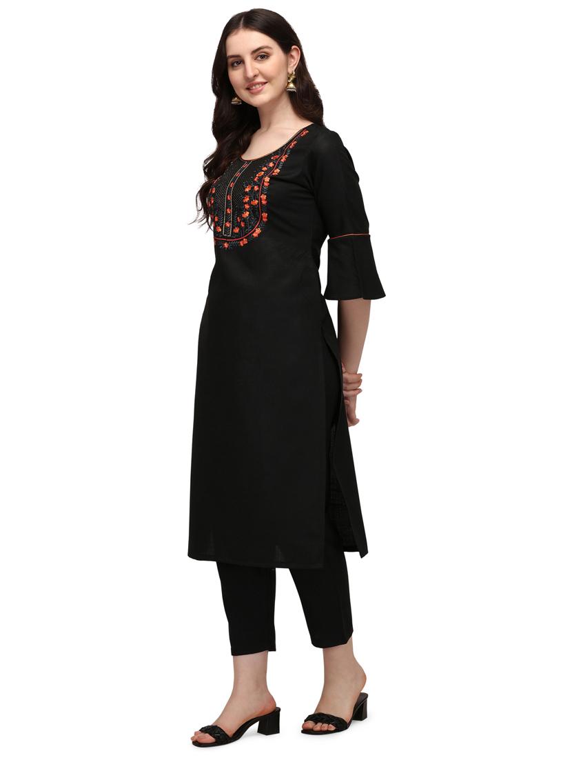 solid cotton blend straight kurta - 19427648 - Standard Image - 1