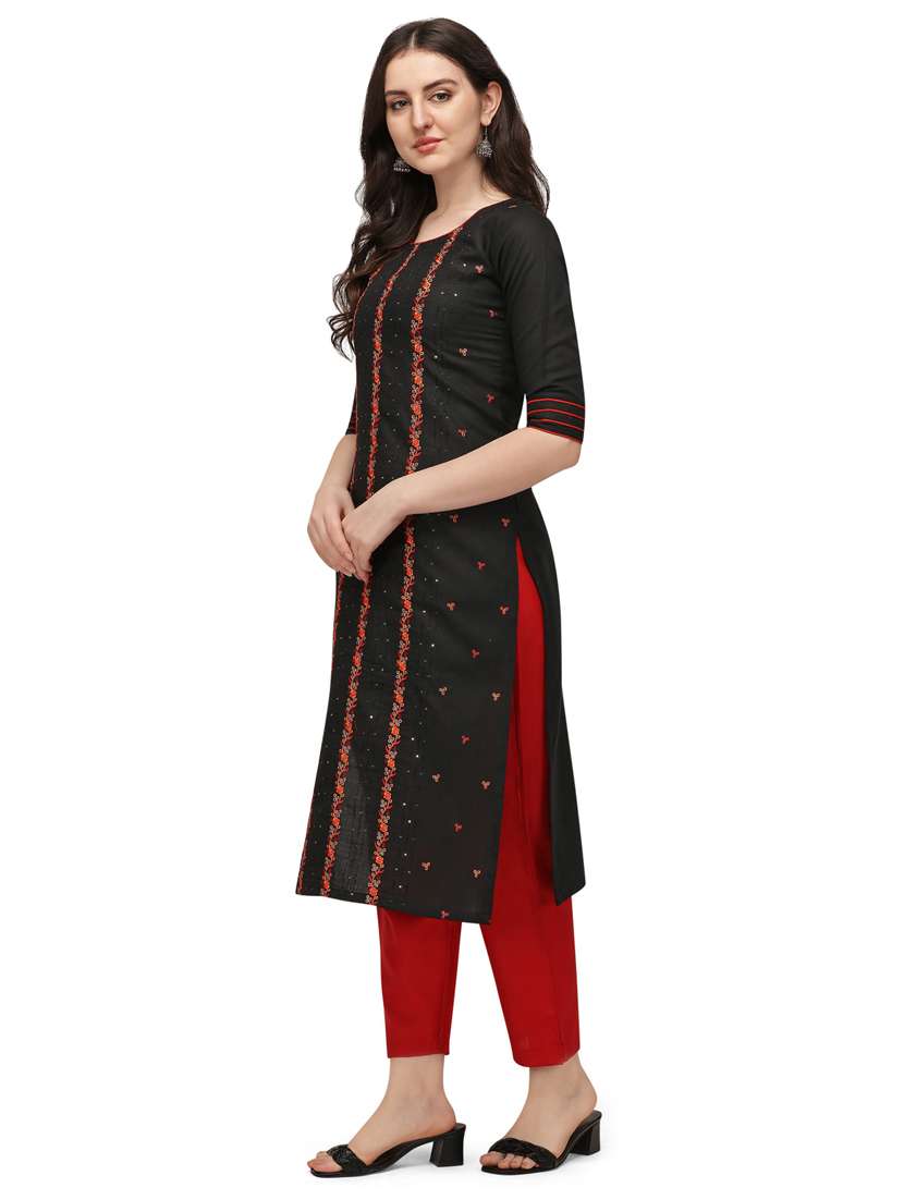 embroidered viscose a-line kurta - 19427672 -  Standard Image - 1