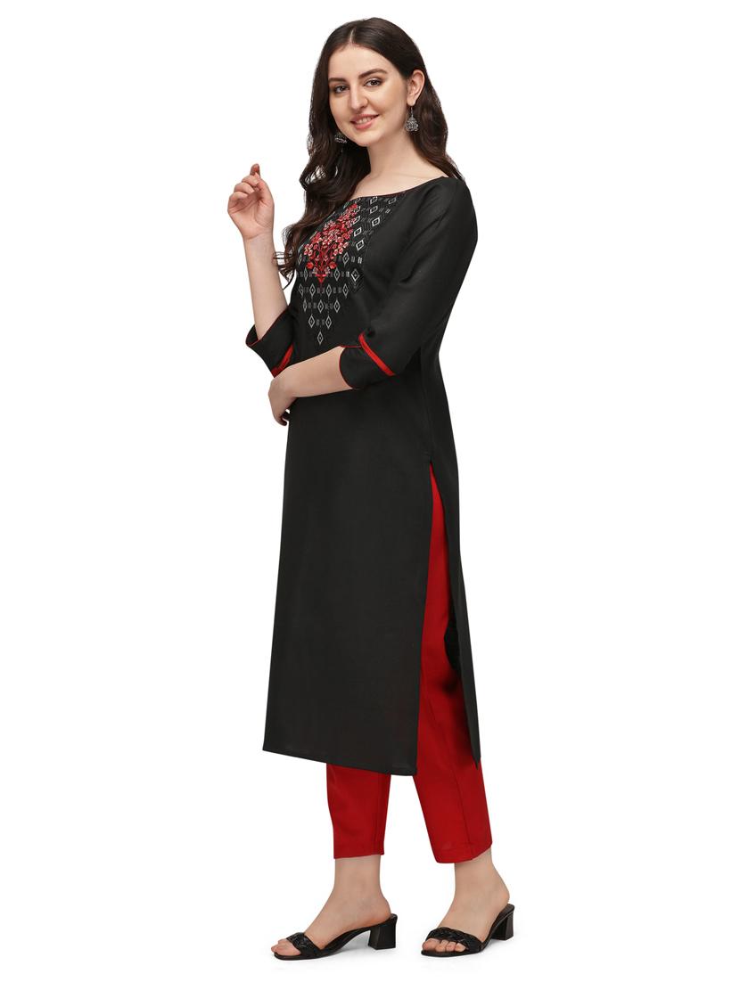 solids viscose a-line kurta - 19427673 -  Standard Image - 1