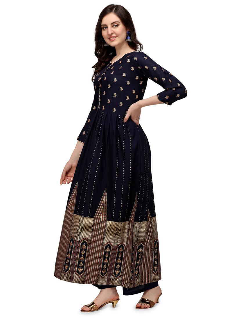 printed viscose a-line kurta - 19427696 -  Standard Image - 1
