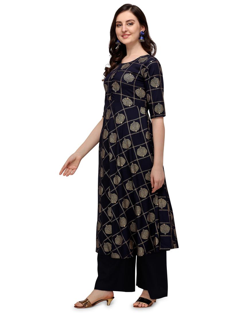 printed viscose a-line kurta - 19427697 -  Standard Image - 1