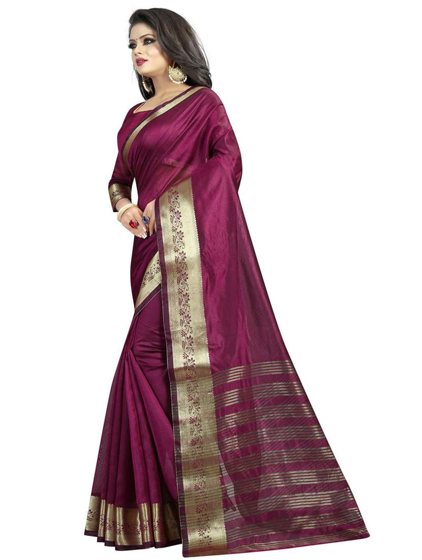 solids banarasi saree with blouse - 19429436 - Standard Image - 1