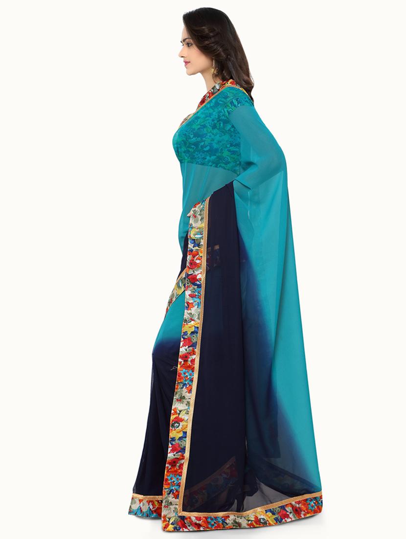solid plain saree with blouse - 19429466 - Standard Image - 1