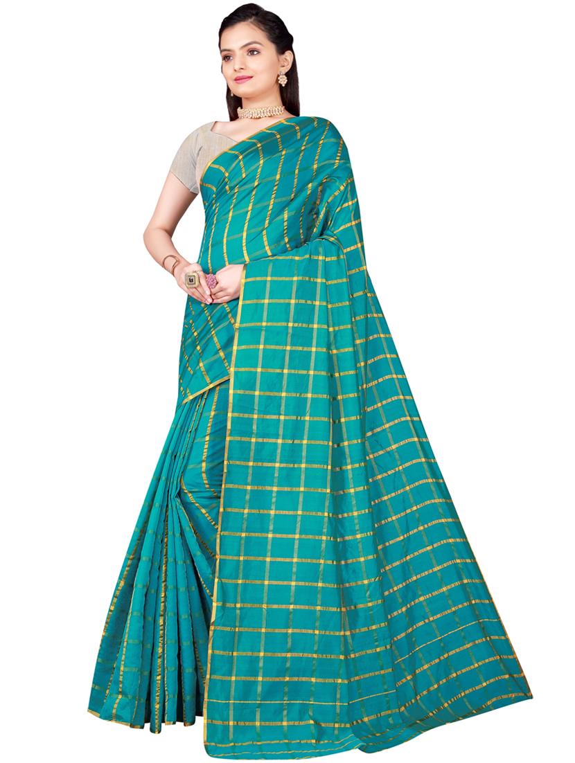 dark green cotton silk saree with blouse - 19429594 - Standard Image - 1