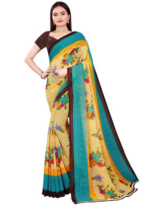 women floral printed saree with blouse - 19429874 - Standard Image - 0