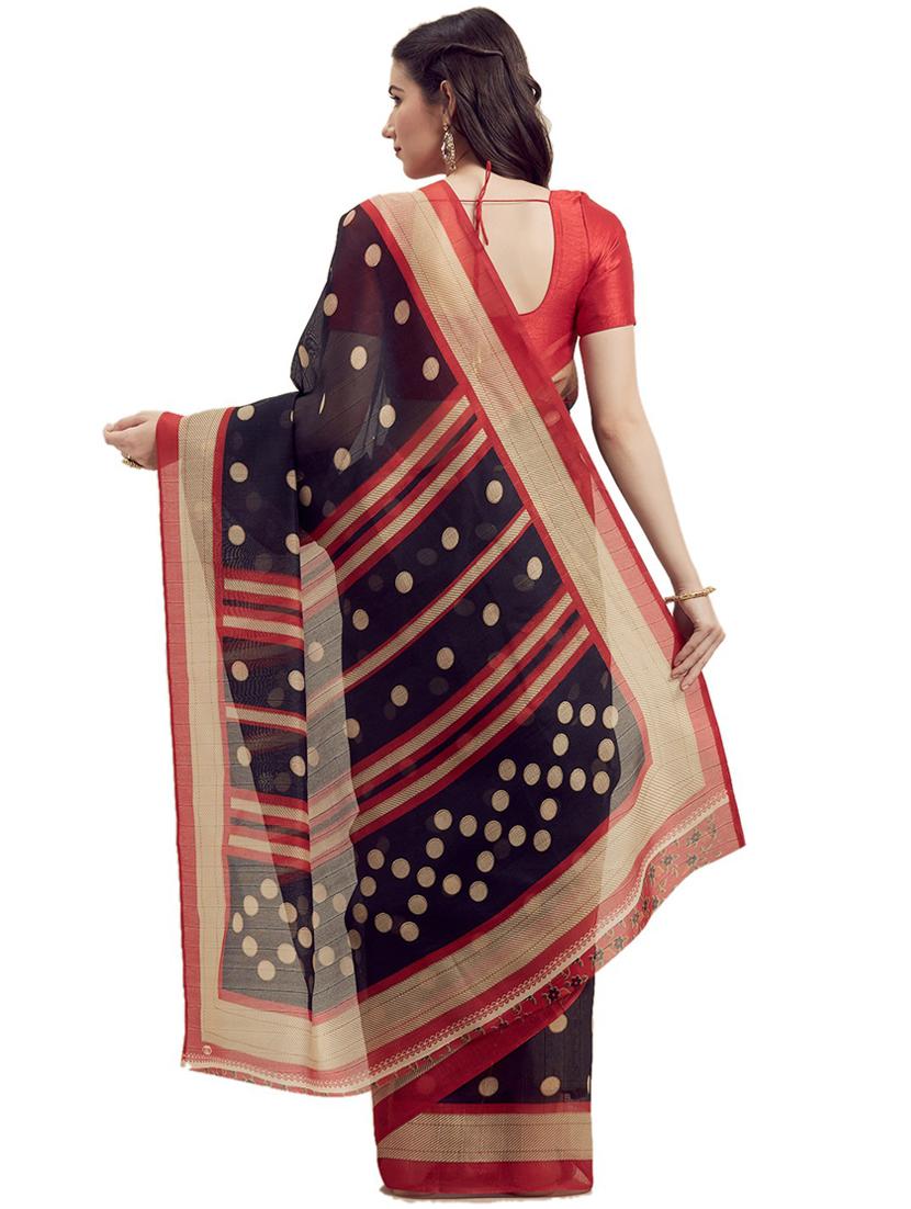 self design woven saree with blouse - 19430090 - Standard Image - 1