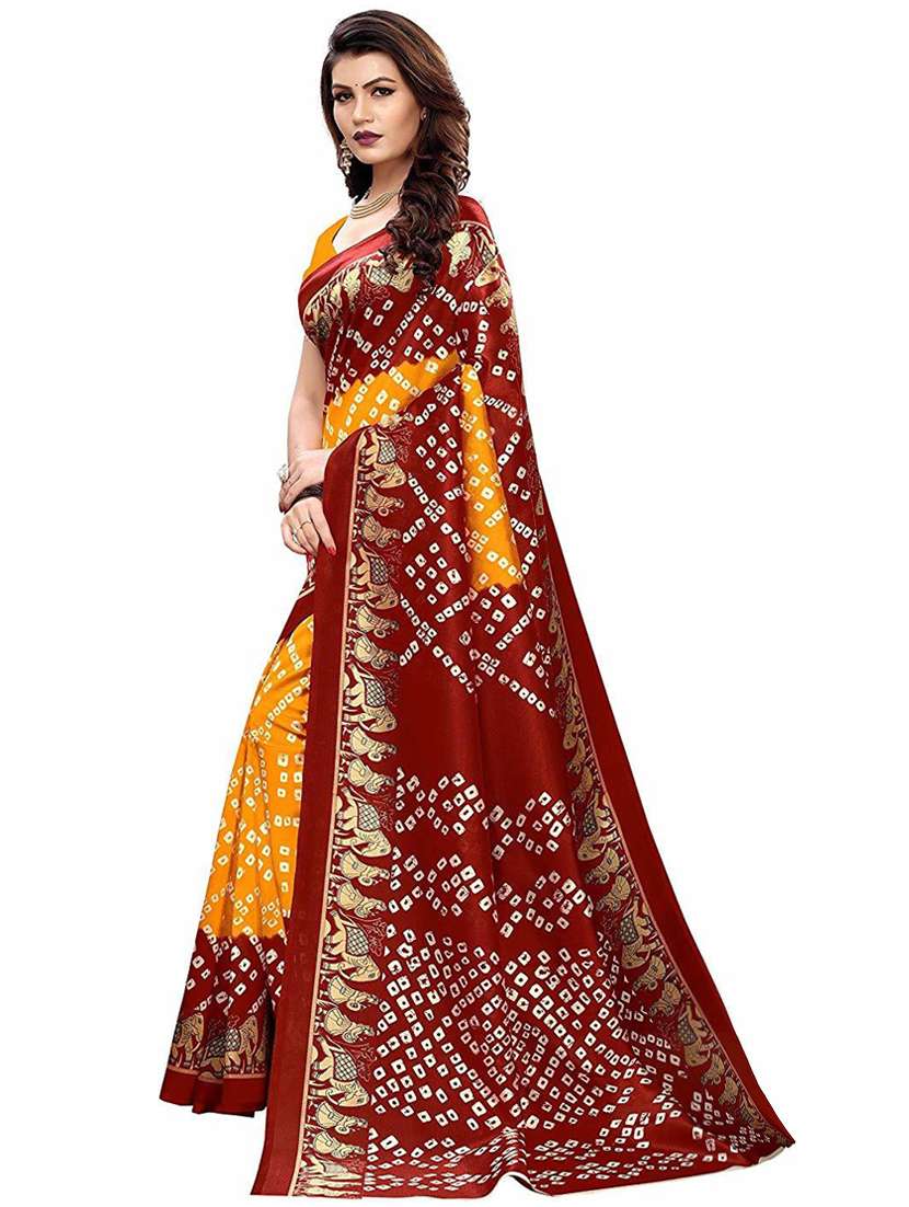 bandhani printed saree with blouse - 19430094 -  Standard Image - 1