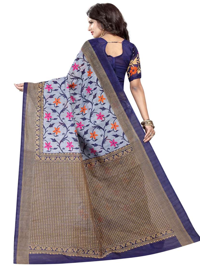 women's floral grey colored saree with blouse - 19430109 -  Standard Image - 1