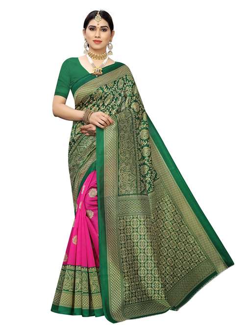 women's self design green colored saree with blouse - 19430111 - Standard Image - 0