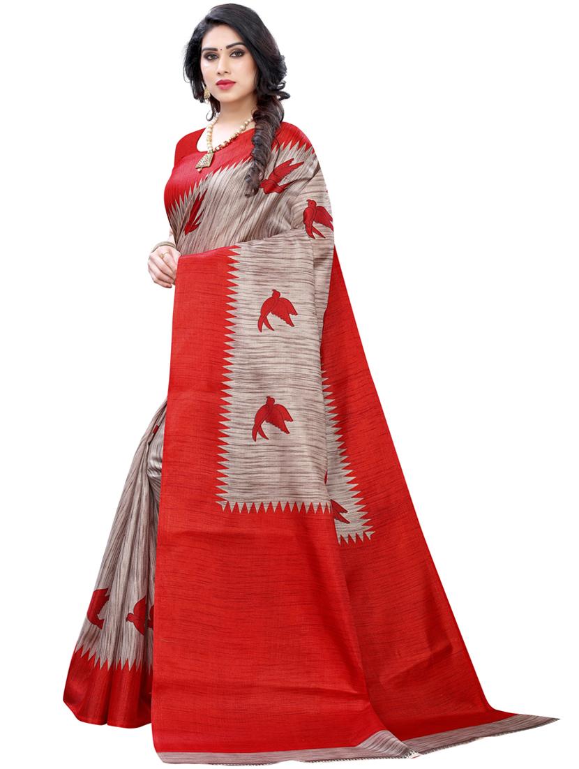 red printed bollywood saree with blouse - 19430152 - Standard Image - 1