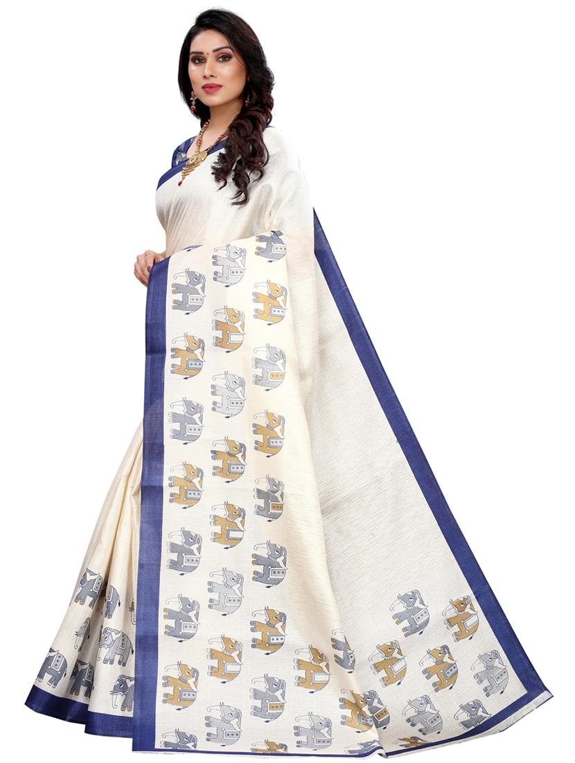 blue printed bollywood saree with blouse - 19430157 - Standard Image - 1