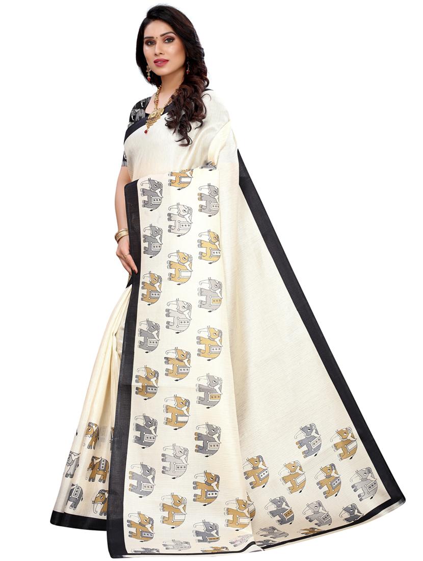 black printed bollywood saree with blouse - 19430160 - Standard Image - 1