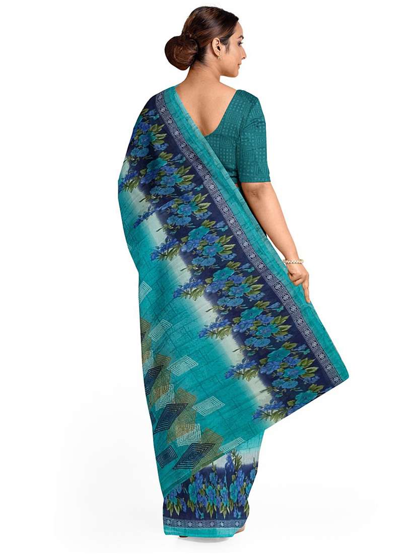 women's floral green colored saree with blouse - 19430201 -  Standard Image - 1