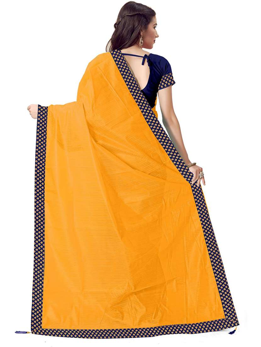 yellow solid bollywood saree with blouse - 19430217 - Standard Image - 1