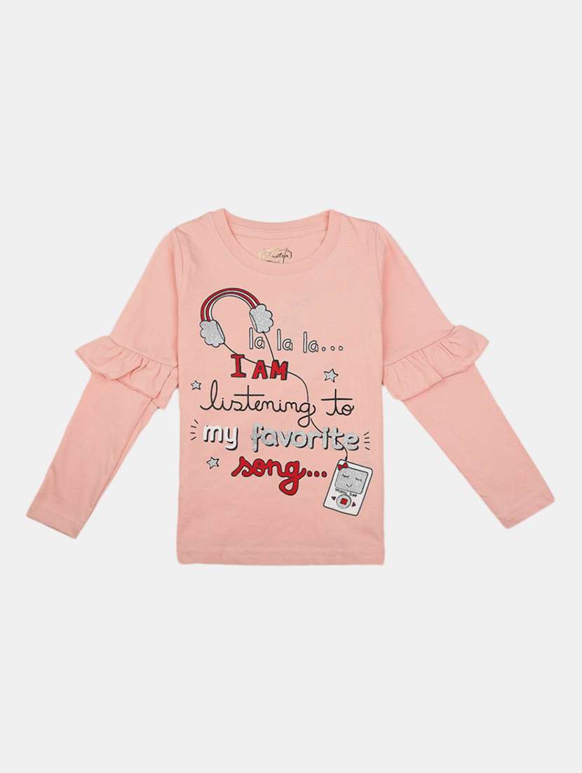 girls round neck printed regular tee