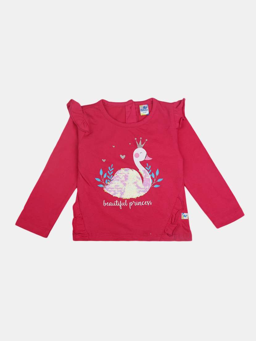 girl round neck cotton tee