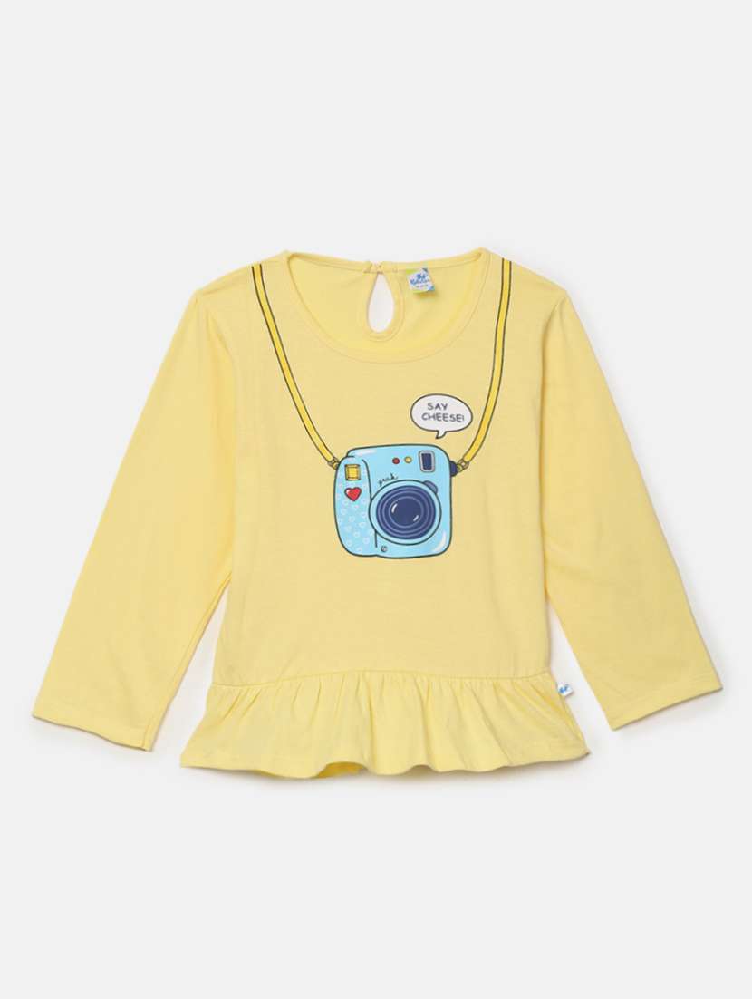 girl round neck cotton tee