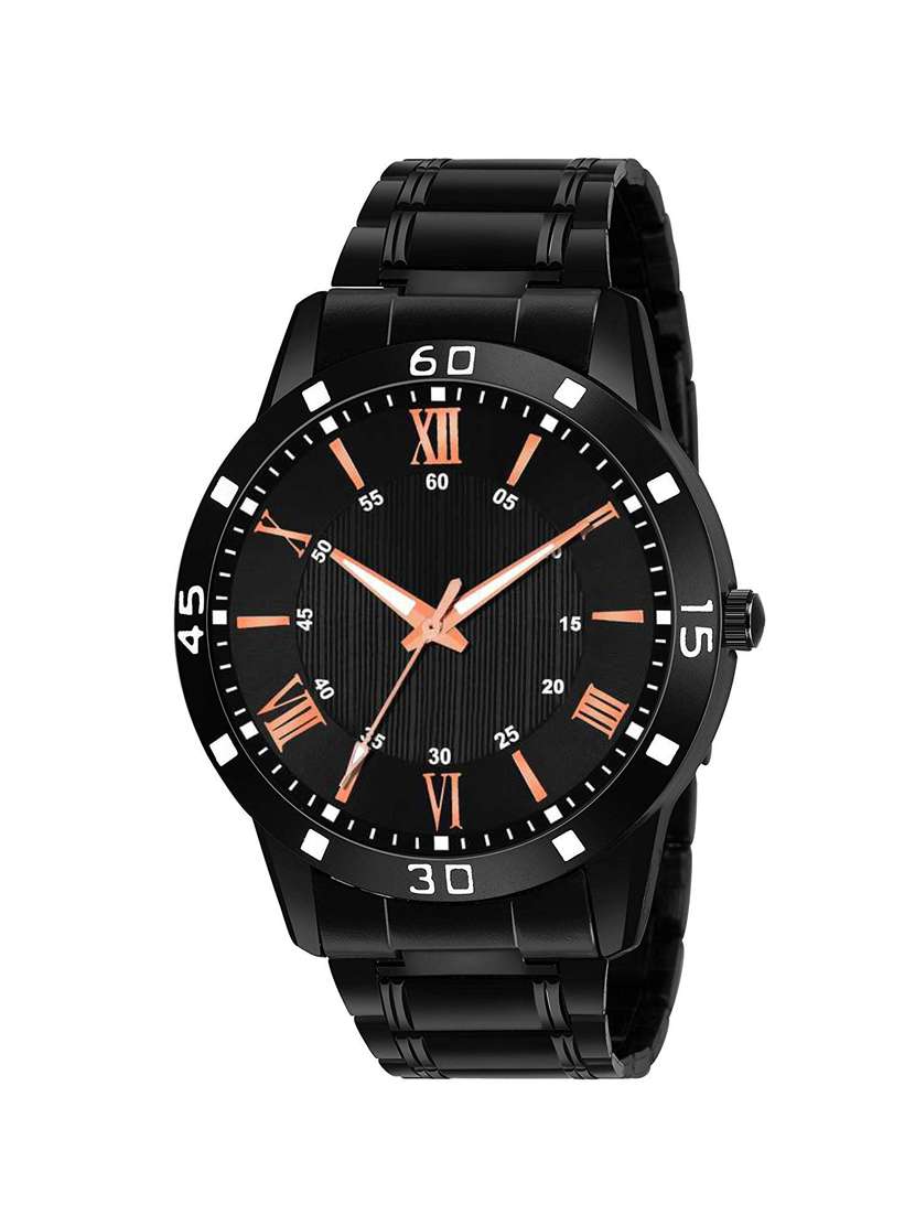 black metal analog watch for men