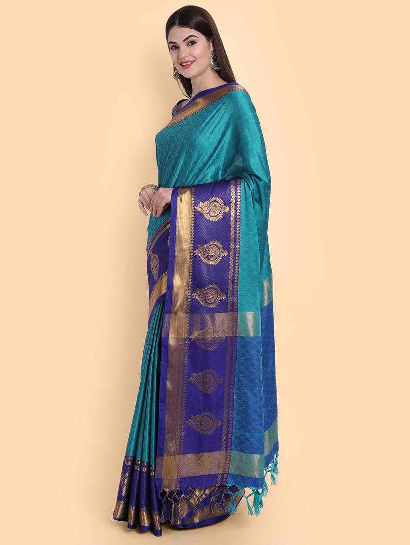 light blue self design saree with blouse - 19431572 -  Standard Image - 1