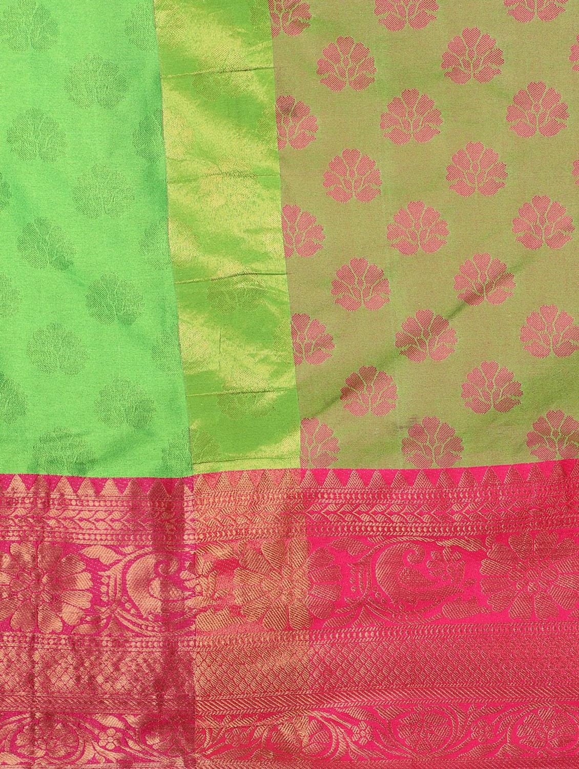 light green self design saree with blouse - 19431576 - Standard Image - 4