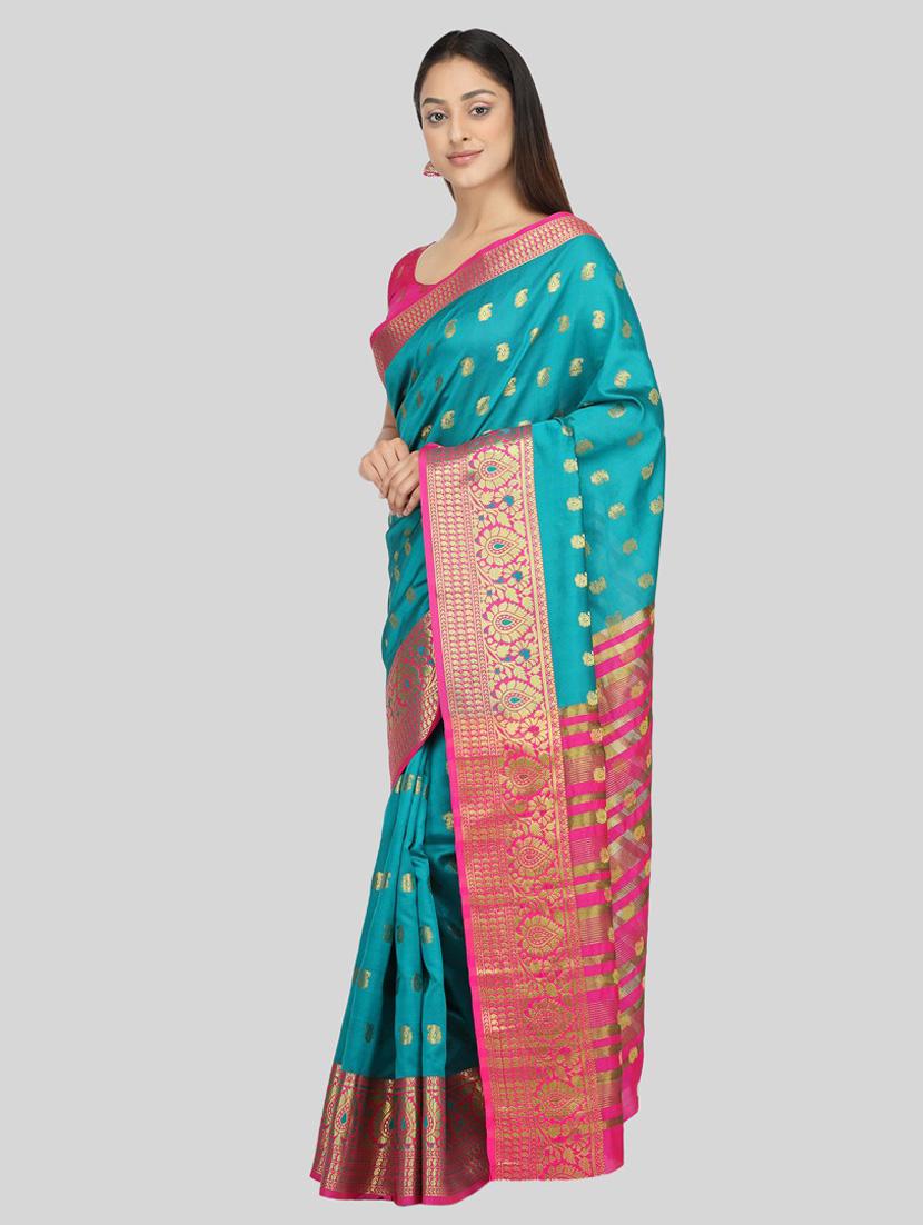 light blue self design saree with blouse - 19431584 - Standard Image - 1