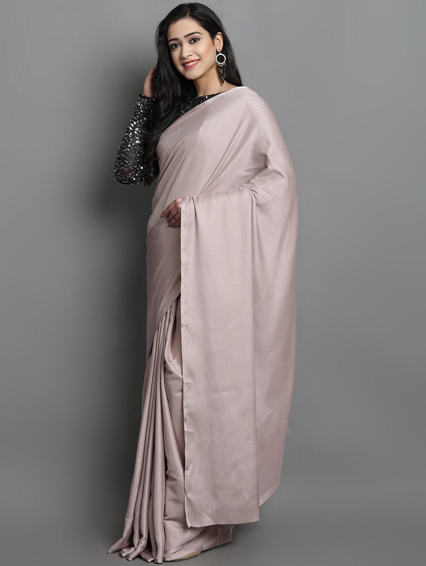 pink self design saree with blouse - 19431588 -  Standard Image - 1