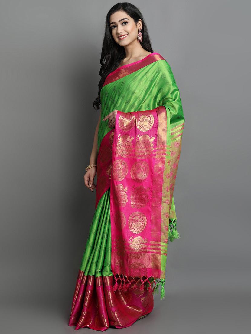 light green self design saree - 19431595 - Standard Image - 1