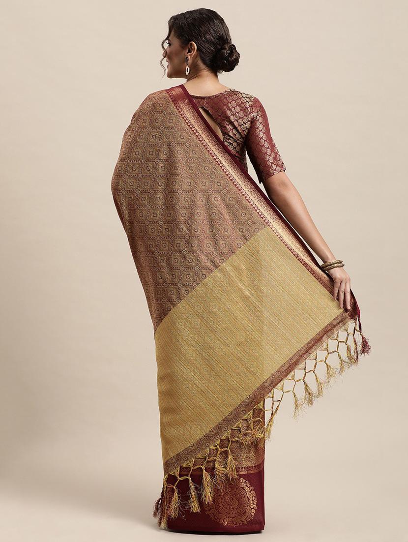 maroon self design saree with blouse - 19431621 - Standard Image - 1