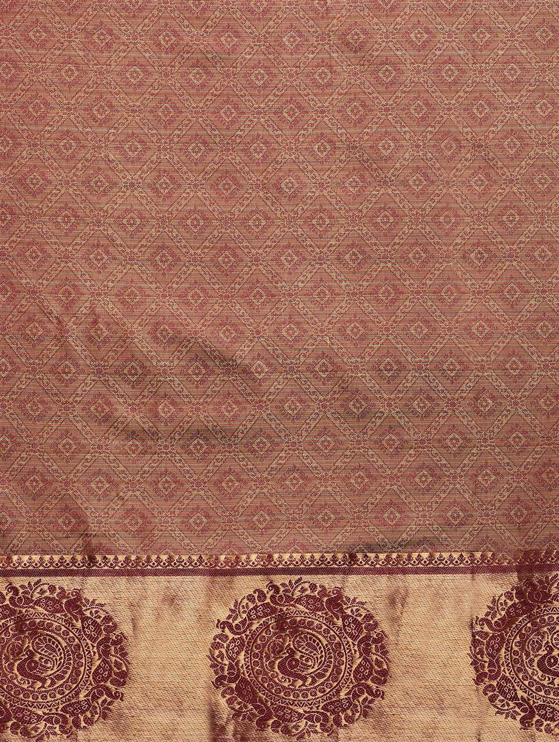 maroon self design saree with blouse - 19431621 - Standard Image - 4