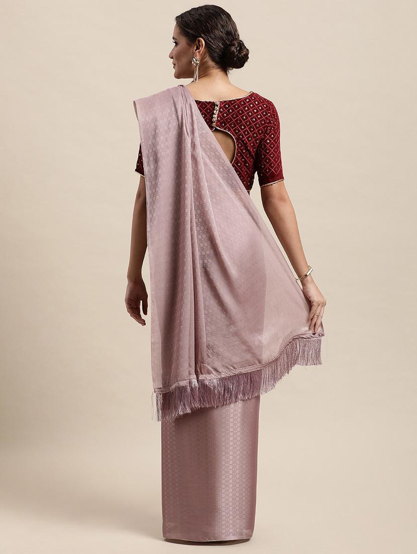 pink self design saree with blouse - 19431630 - Standard Image - 1