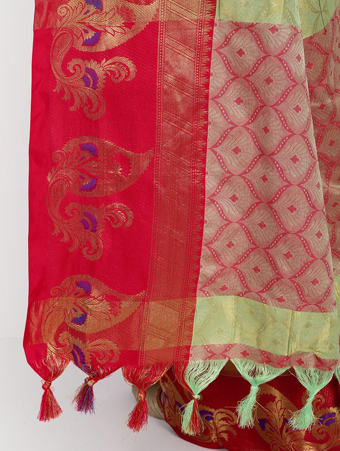 multi colored self design saree with blouse - 19431638 - Standard Image - 4
