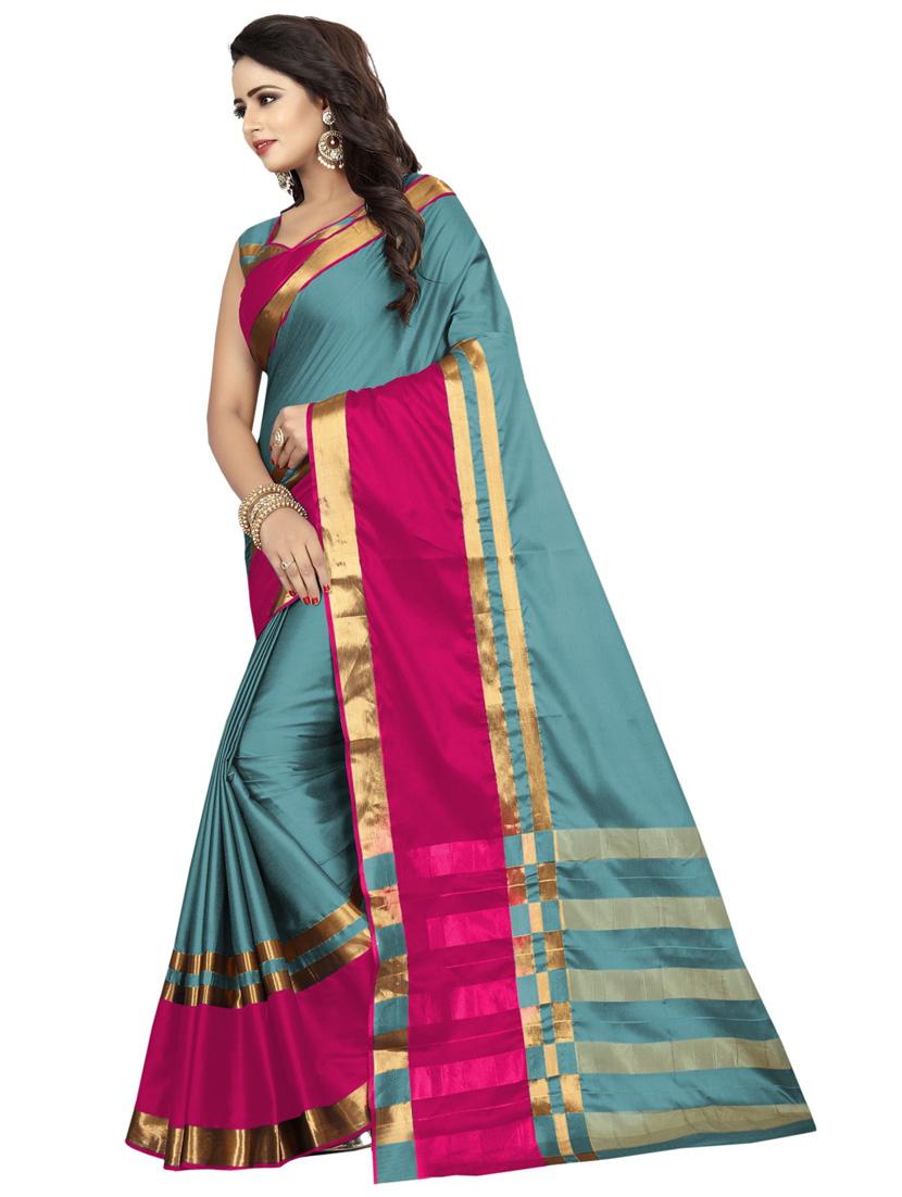 stripes maheshwari saree with blouse - 19431728 - Standard Image - 1