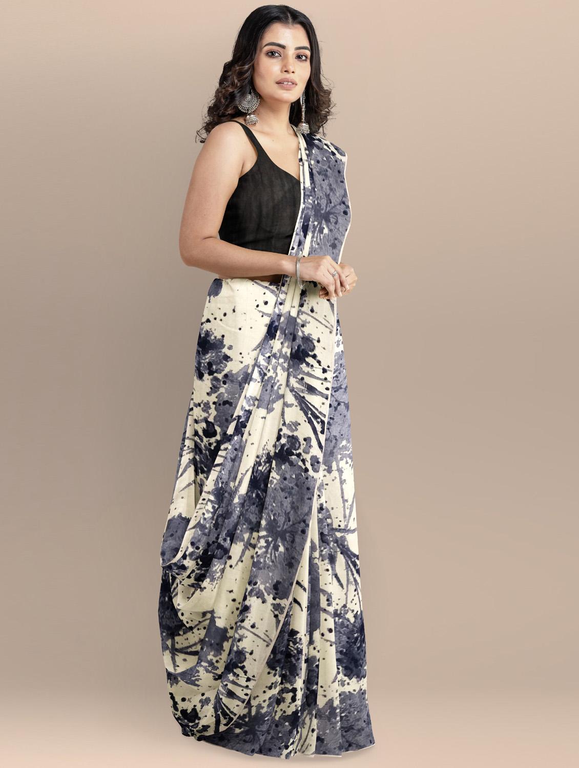 self design printed saree with blouse - 19431764 - Standard Image - 1
