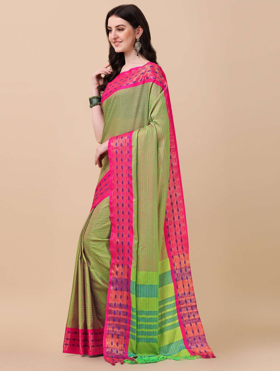 stripes venkatagiri saree with blouse - 19431783 - Standard Image - 1
