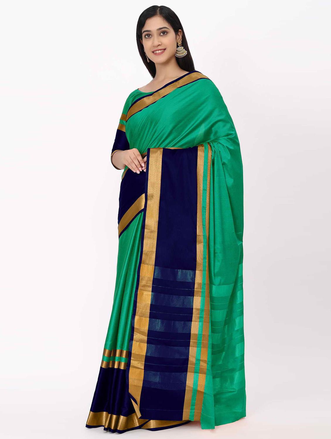 self design solid saree with blouse - 19431833 - Standard Image - 1