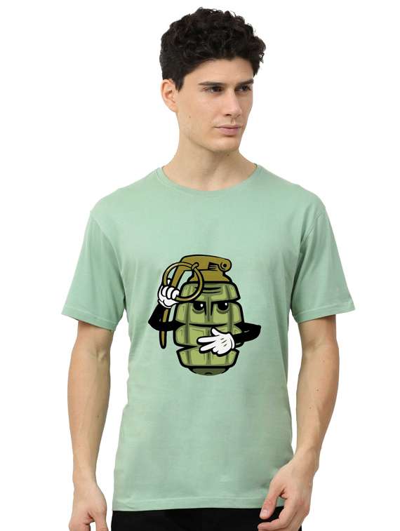 men round neck front print t-shirt