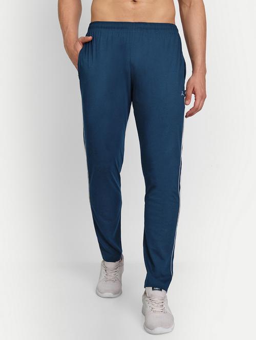 blue solid full length track pant - 19433399 -  Standard Image - 0