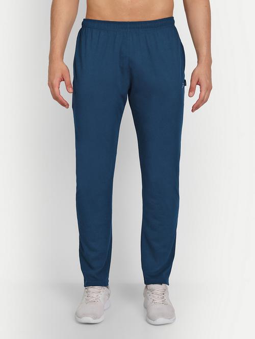 men blue solid full length track pant - 19433406 -  Standard Image - 0