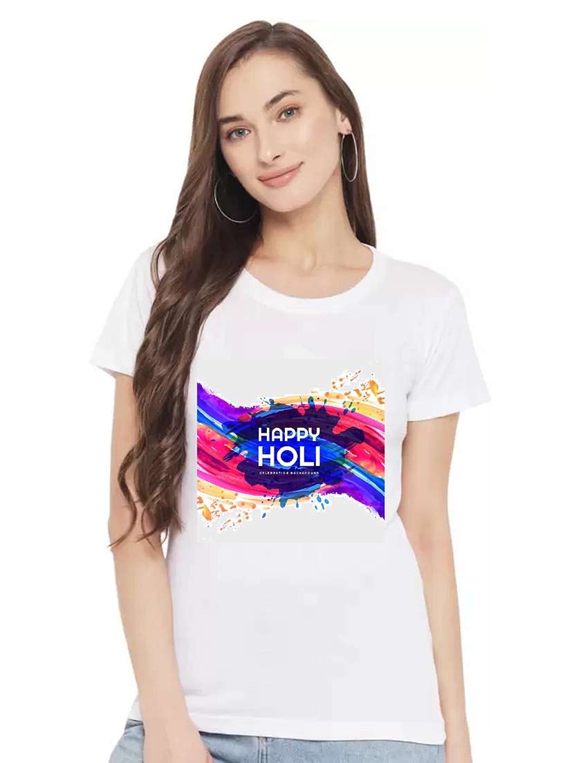 women's chest print crew neck t-shirt