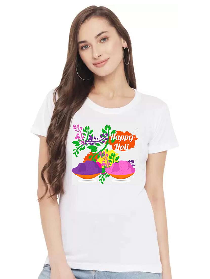 women's front print round neck t-shirt