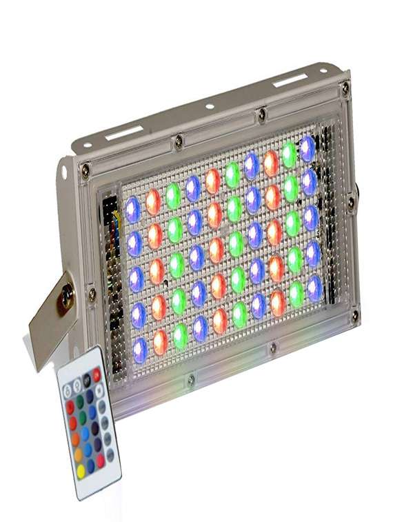 rsct 50 watt rgb slim ip65 metalled flood outdoor light multicolour waterproof brick light multi with remote