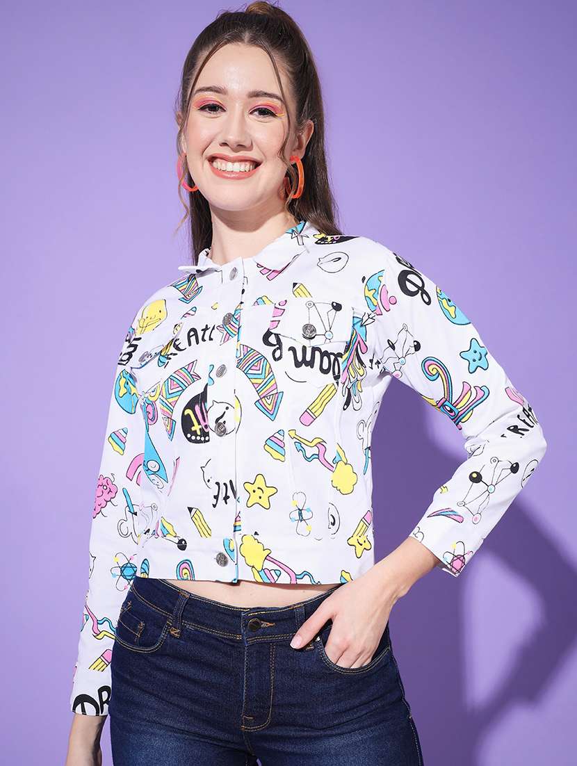 printed denim summer jacket - 19435576 - Zoom Image - 0