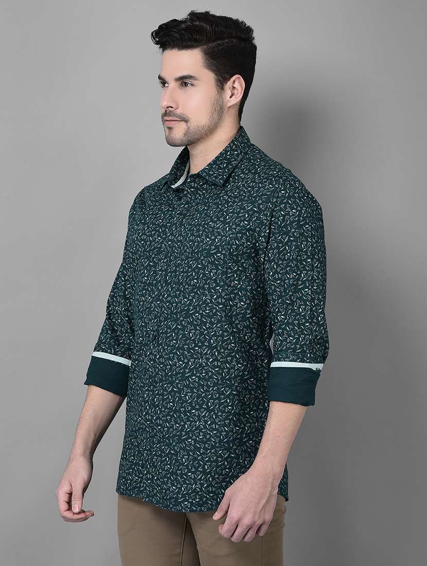 green printed cotton casual shirt - 19435858 -  Standard Image - 1