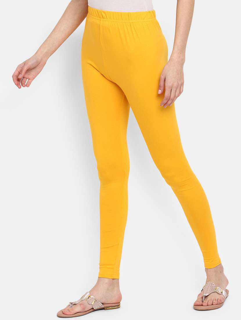 yellow solid cotton legging - 19436198 -  Standard Image - 1