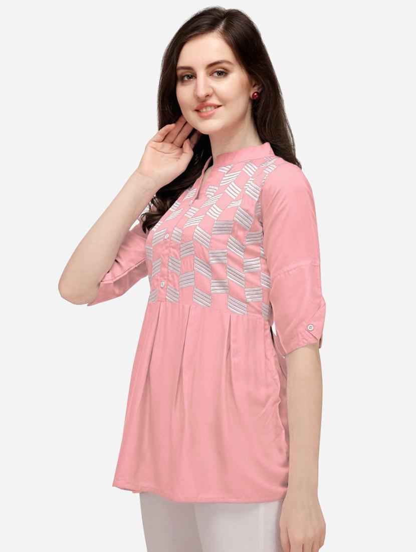 pink rayon regular top - 19437043 - Standard Image - 1