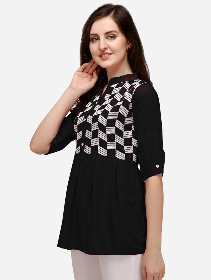 black rayon regular top - 19437047 - Standard Image - 1